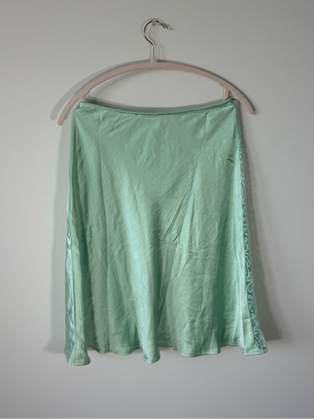 Mint satin skirt